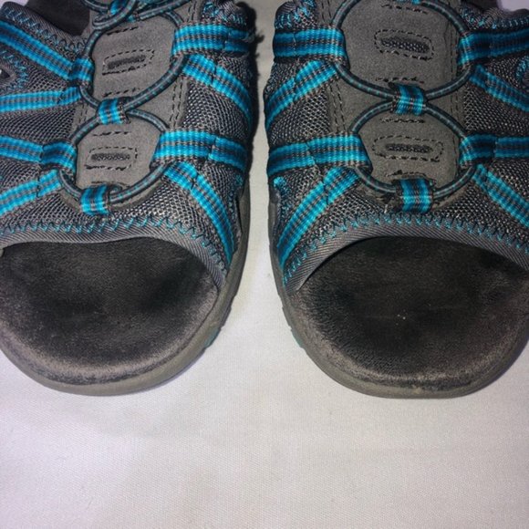 Croft & Barrows Sandals Grey Teal 6.5-7 Resemble Keen Open Toe Heel Strap Toggle - Picture 4 of 9